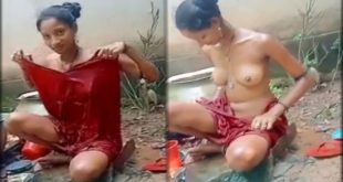 Outdoor Bath Of A Young Girl Recorded